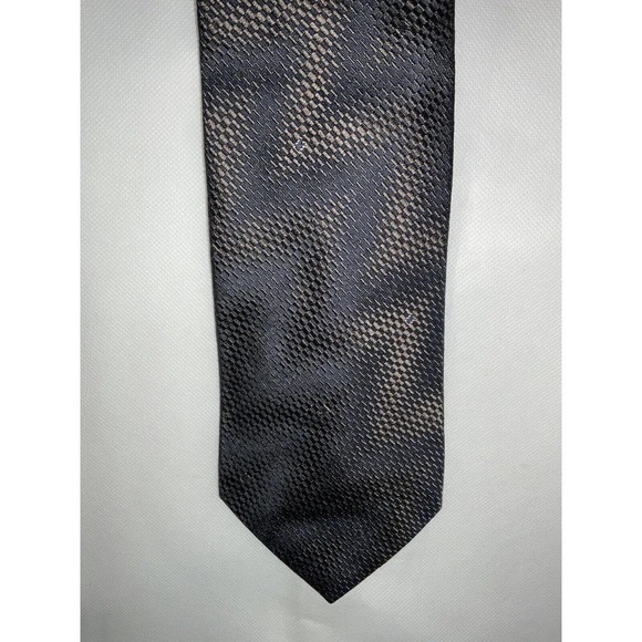 GUCCI Silver Brown Interlinked 100% Silk Men's Tie Made In Italy - Picture 6 of 8